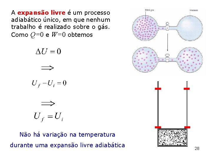 A expansão livre é um processo adiabático único, em que nenhum trabalho é realizado