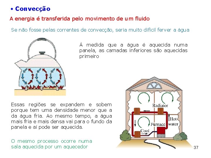  Convecção A energia é transferida pelo movimento de um fluido Se não fosse