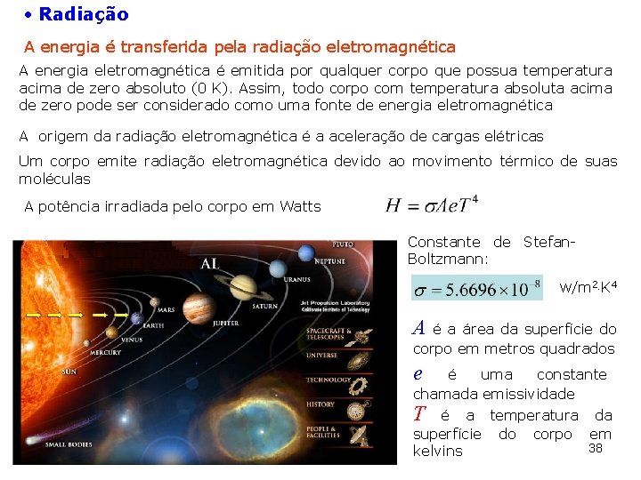  Radiação A energia é transferida pela radiação eletromagnética A energia eletromagnética é emitida