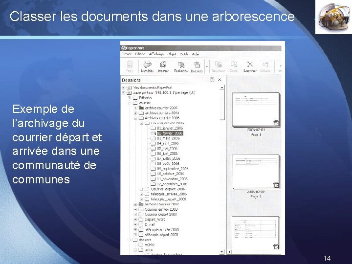 Classer les documents dans une arborescence LOGO Exemple de l’archivage du courrier départ et Classer les documents dans une arborescence LOGO Exemple de l’archivage du courrier départ et