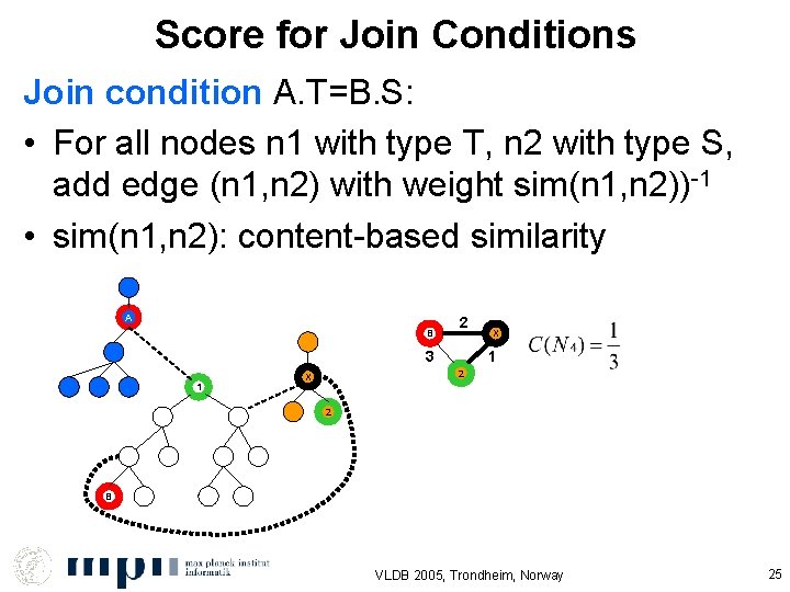 Score for Join Conditions Join condition A. T=B. S: • For all nodes n