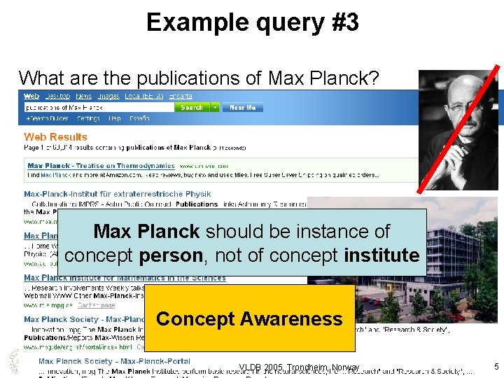 Example query #3 What are the publications of Max Planck? Max Planck should be