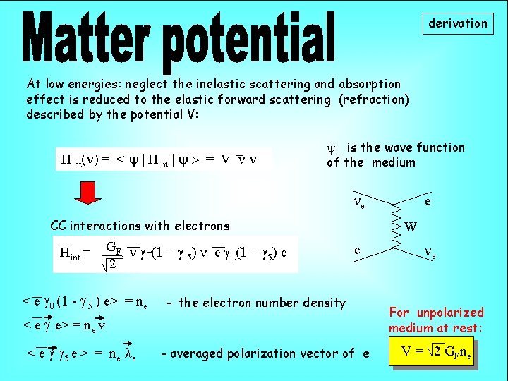 derivation At low energies: neglect the inelastic scattering and absorption effect is reduced to