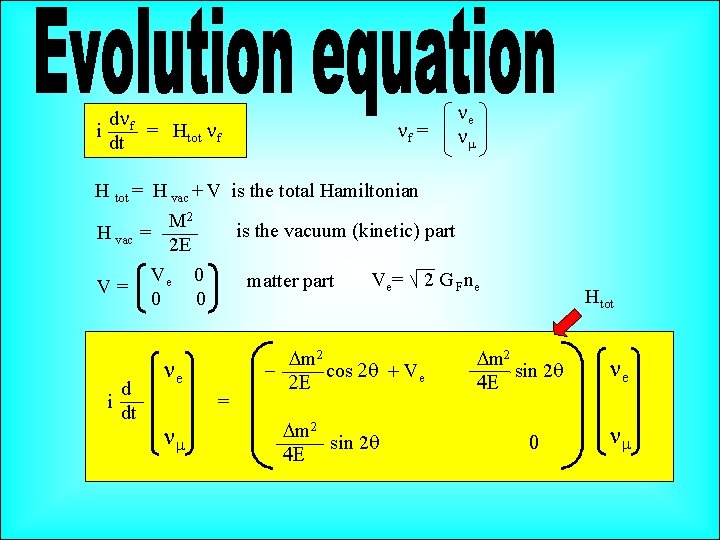 dn i f = Htot nf dt nf = ne nm H tot =