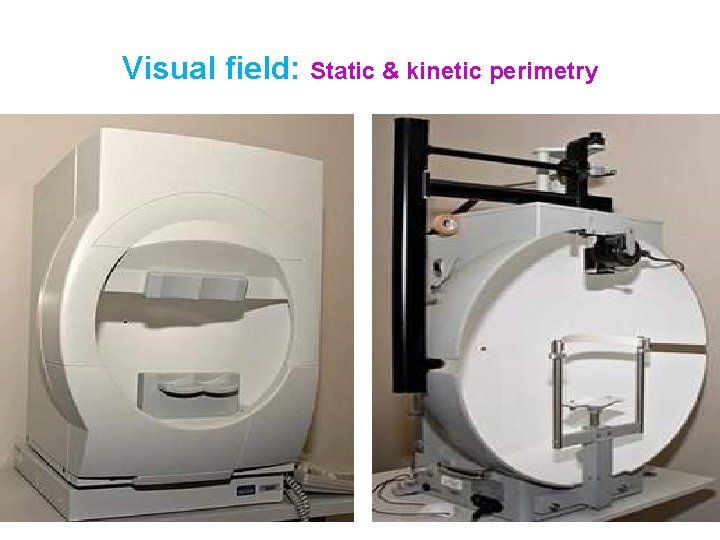 Visual field: Static & kinetic perimetry 
