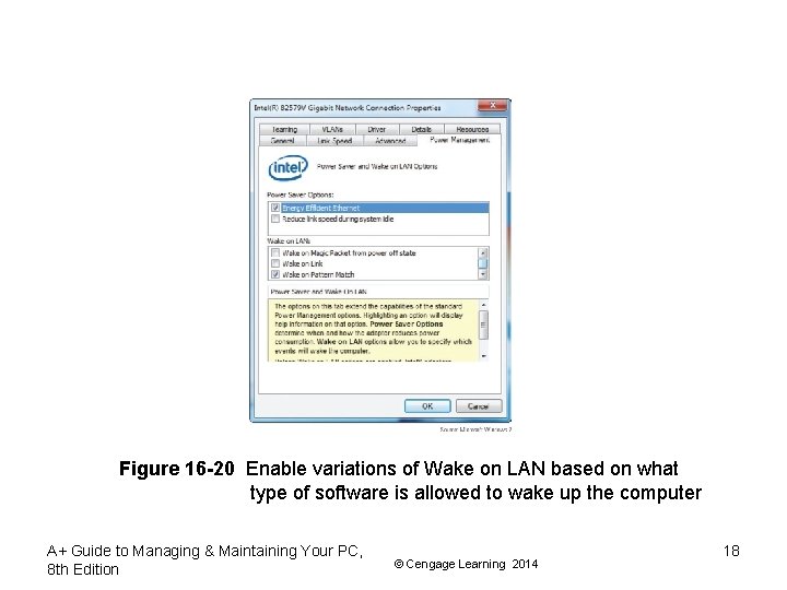 Figure 16 -20 Enable variations of Wake on LAN based on what type of