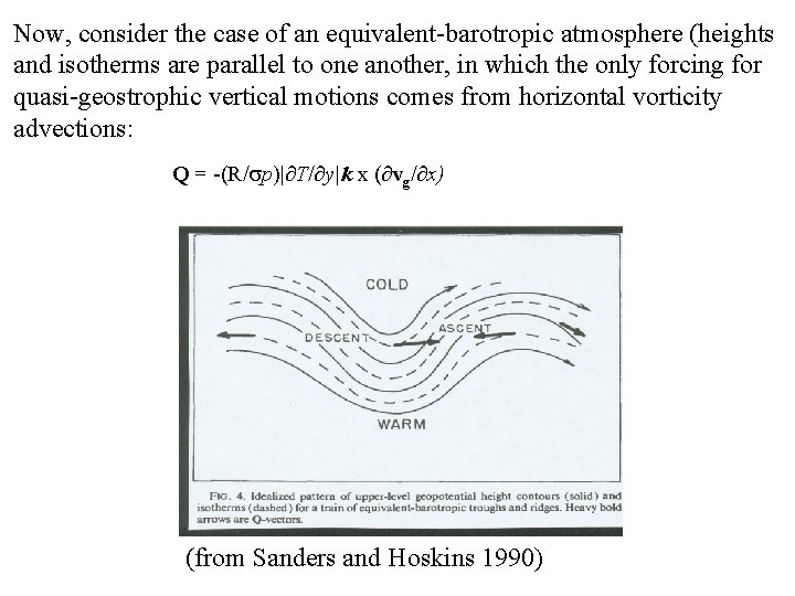 Now, consider the case of an equivalent-barotropic atmosphere (heights and isotherms are parallel to