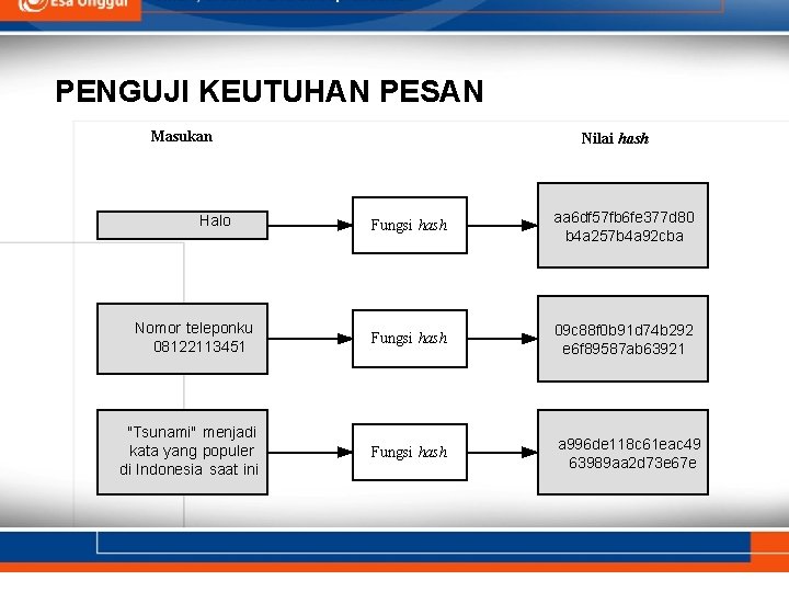 PENGUJI KEUTUHAN PESAN Masukan Halo Nomor teleponku 08122113451 "Tsunami" menjadi kata yang populer di