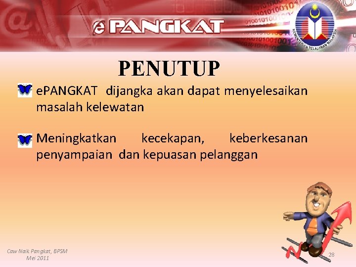 PENUTUP e. PANGKAT dijangka akan dapat menyelesaikan masalah kelewatan Meningkatkan kecekapan, keberkesanan penyampaian dan