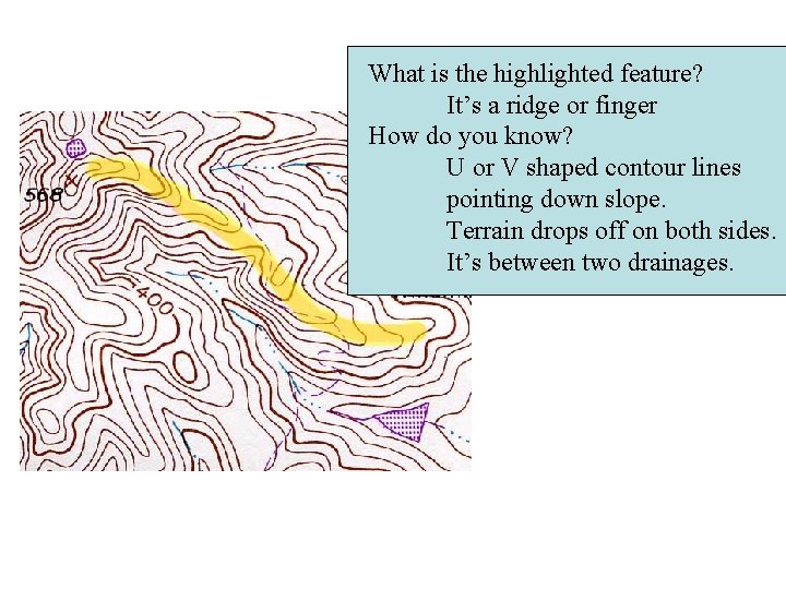 What is the highlighted feature? It’s a ridge or finger How do you know?