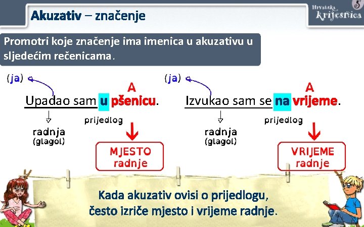 Akuzativ – značenje Promotri koje značenje ima imenica u akuzativu u sljedećim rečenicama. Upadao