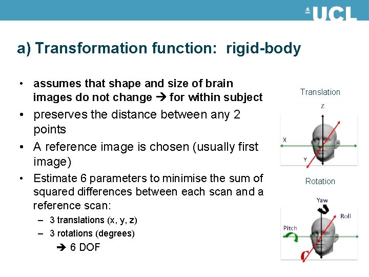 a) Transformation function: rigid-body • assumes that shape and size of brain images do a) Transformation function: rigid-body • assumes that shape and size of brain images do
