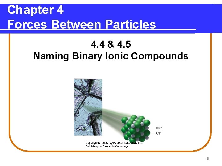 Chapter 4 Forces Between Particles 4. 4 & 4. 5 Naming Binary Ionic Compounds