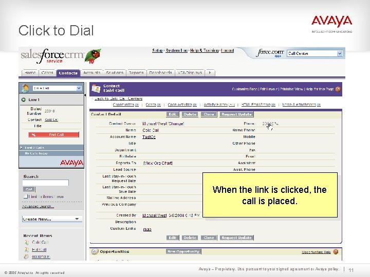 Click to Dial When the link is clicked, the call is placed. © 2005 Click to Dial When the link is clicked, the call is placed. © 2005