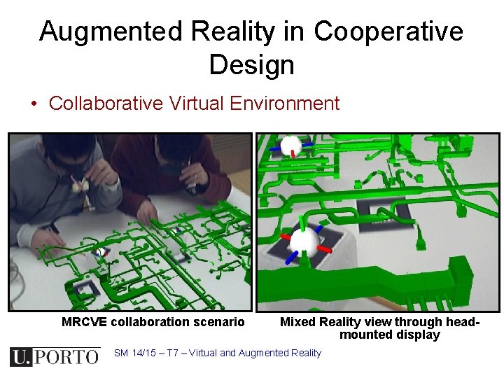 Augmented Reality in Cooperative Design • Collaborative Virtual Environment MRCVE collaboration scenario Mixed Reality