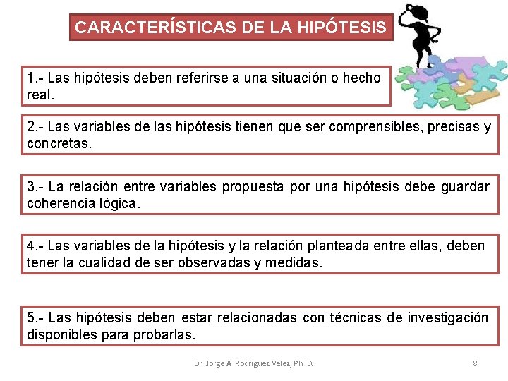 CARACTERÍSTICAS DE LA HIPÓTESIS 1. - Las hipótesis deben referirse a una situación o