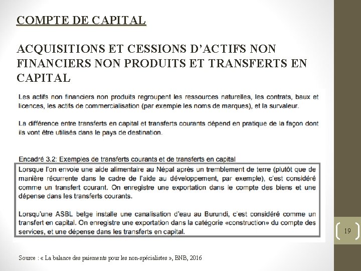 COMPTE DE CAPITAL ACQUISITIONS ET CESSIONS D’ACTIFS NON FINANCIERS NON PRODUITS ET TRANSFERTS EN