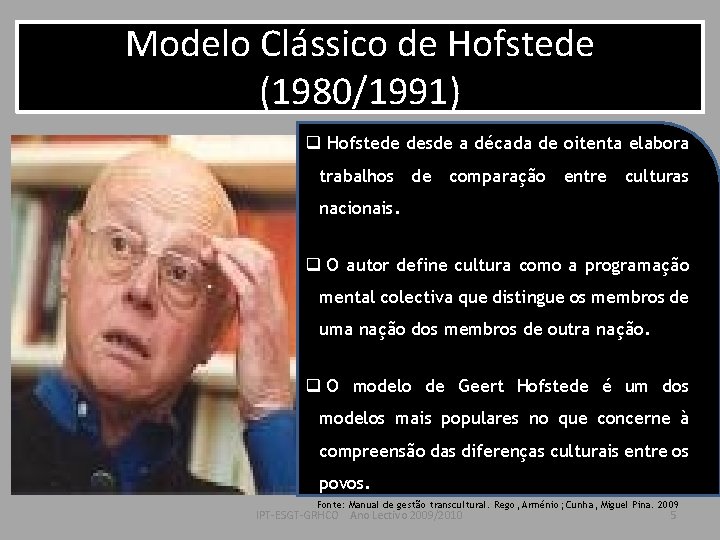 Modelo Clássico de Hofstede (1980/1991) q Hofstede desde a década de oitenta elabora trabalhos