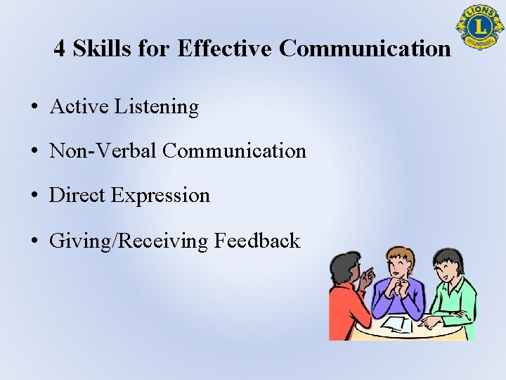 4 Skills for Effective Communication • Active Listening • Non-Verbal Communication • Direct Expression