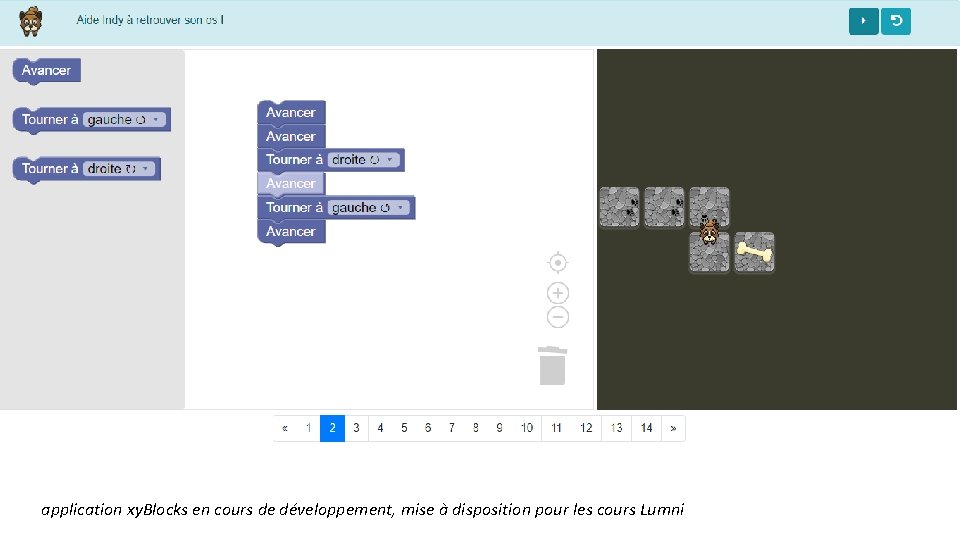 application xy. Blocks en cours de développement, mise à disposition pour les cours Lumni