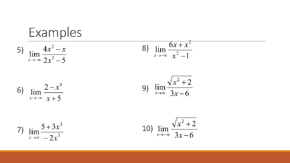 Examples 5) 8) 6) 9) 7) 10) 