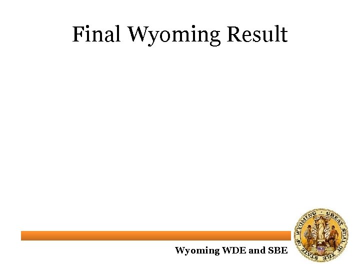 Final Wyoming Result Wyoming WDE and SBE 