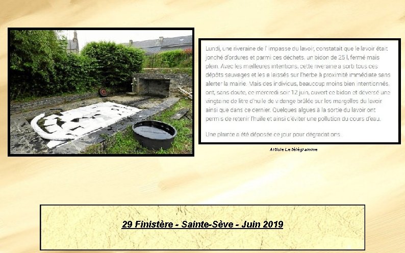  Article Le télégramme 29 Finistère - Sainte-Sève - Juin 2019 