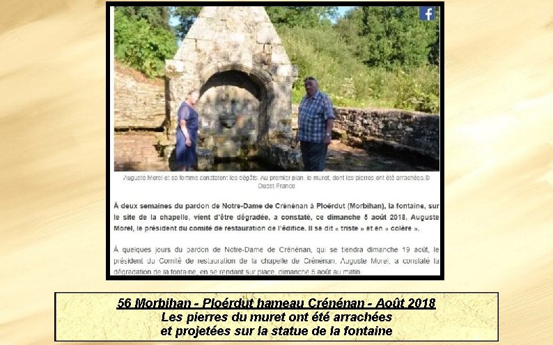 56 Morbihan - Ploérdut hameau Crénénan - Août 2018 Les pierres du muret ont