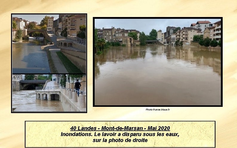 Photo france bleue. fr 40 Landes - Mont-de-Marsan - Mai 2020 Inondations. Le lavoir