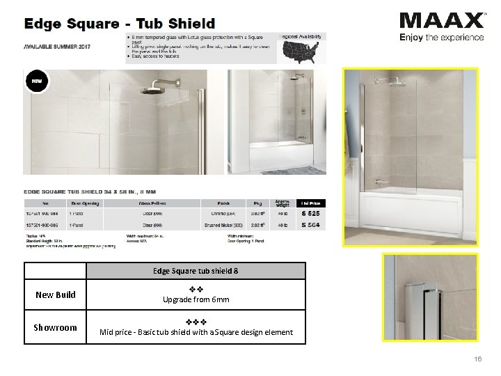 Edge – tub shield Edge Square tub shield 8 New Build vv Upgrade from