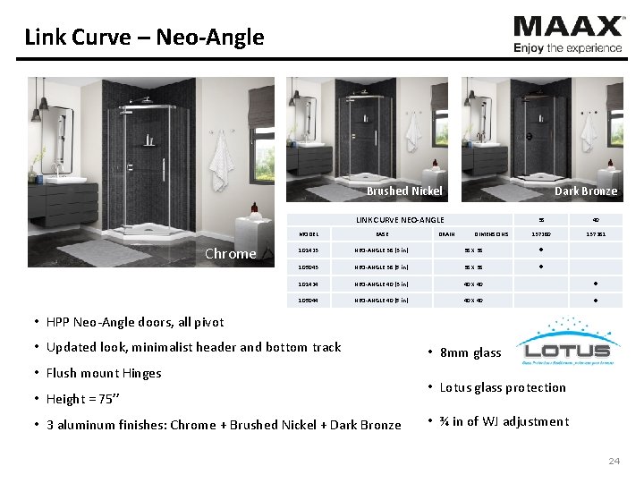 Link Curve – Neo-Angle Brushed Nickel Dark Bronze LINK CURVE NEO-ANGLE Chrome 38 40