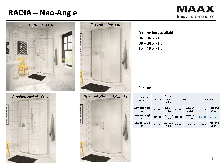 RADIA – Neo-Angle Chrome - Clear Chrome - Mistelite Dimensions available 36 – 36