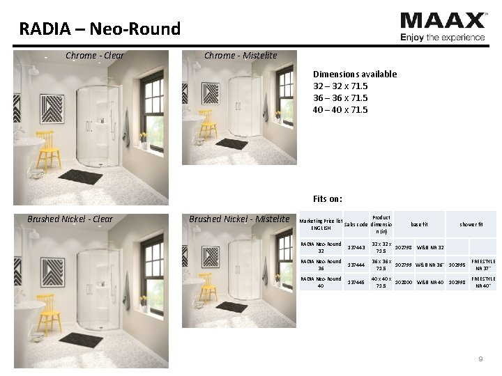 RADIA – Neo-Round Chrome - Clear Chrome - Mistelite Dimensions available 32 – 32