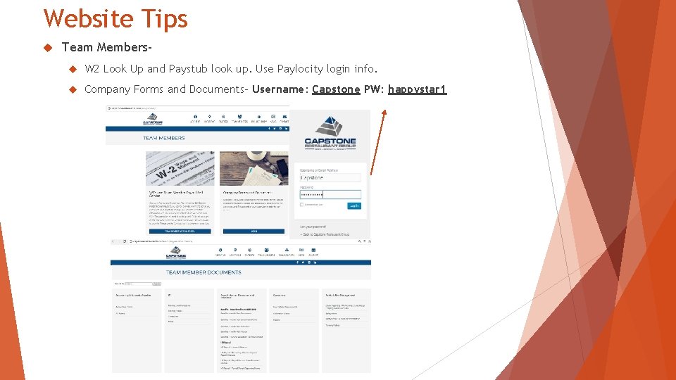 Website Tips Team Members W 2 Look Up and Paystub look up. Use Paylocity