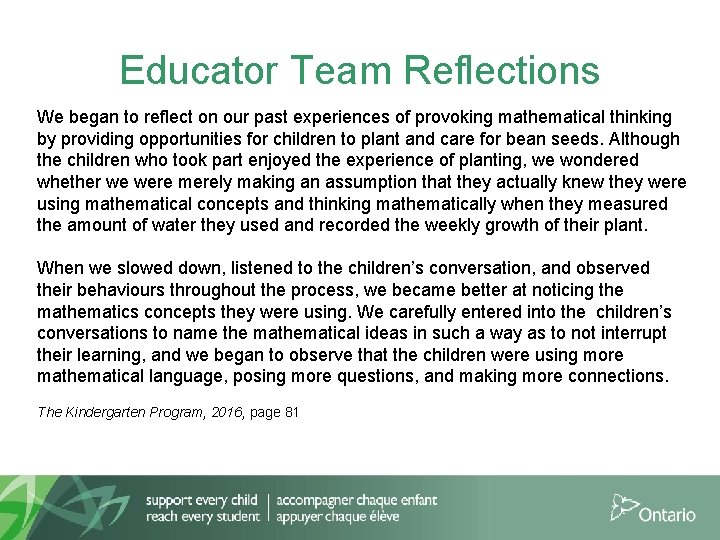 Educator Team Reflections We began to reflect on our past experiences of provoking mathematical Educator Team Reflections We began to reflect on our past experiences of provoking mathematical