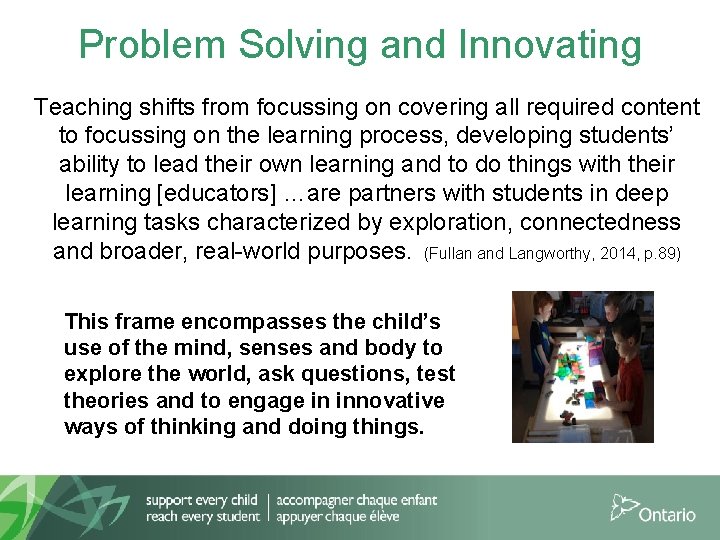 Problem Solving and Innovating Teaching shifts from focussing on covering all required content to