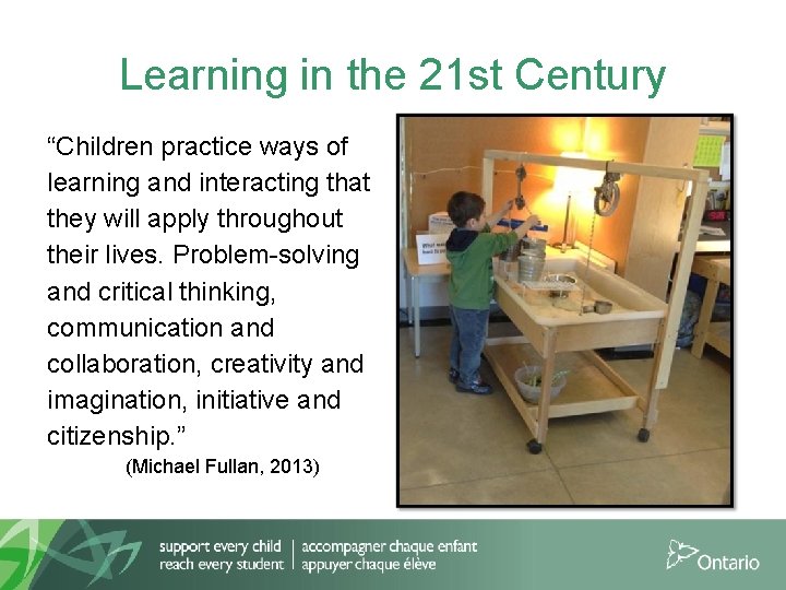 Learning in the 21 st Century “Children practice ways of learning and interacting that