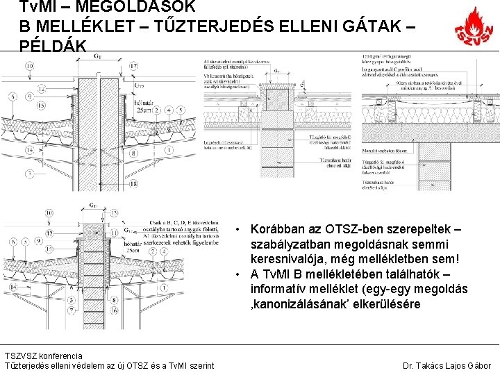 Tv. MI – MEGOLDÁSOK B MELLÉKLET – TŰZTERJEDÉS ELLENI GÁTAK – PÉLDÁK • Korábban