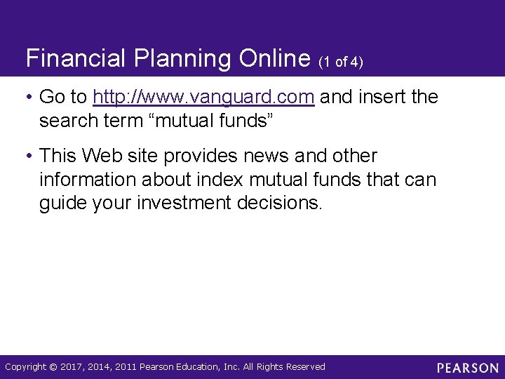 Financial Planning Online (1 of 4) • Go to http: //www. vanguard. com and