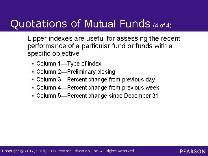 Quotations of Mutual Funds (4 of 4) – Lipper indexes are useful for assessing