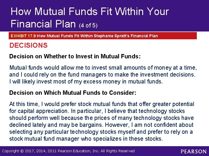 How Mutual Funds Fit Within Your Financial Plan (4 of 5) EXHIBIT 17. 9