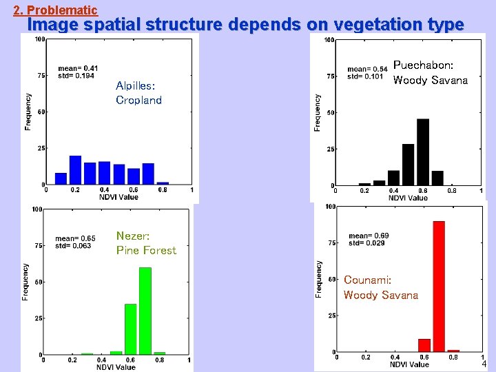 2. Problematic Image spatial structure depends on vegetation type Alpilles: Cropland Puechabon: Woody Savana 2. Problematic Image spatial structure depends on vegetation type Alpilles: Cropland Puechabon: Woody Savana