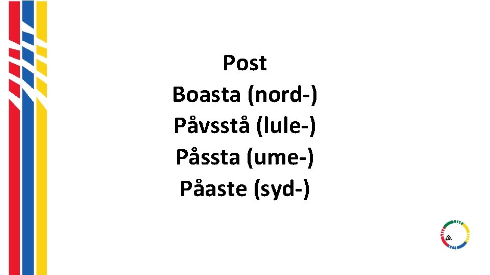 Post Boasta (nord-) Påvsstå (lule-) Påssta (ume-) Påaste (syd-) Post Boasta (nord-) Påvsstå (lule-) Påssta (ume-) Påaste (syd-)