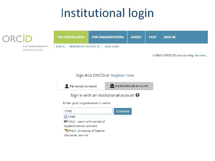 Institutional login 