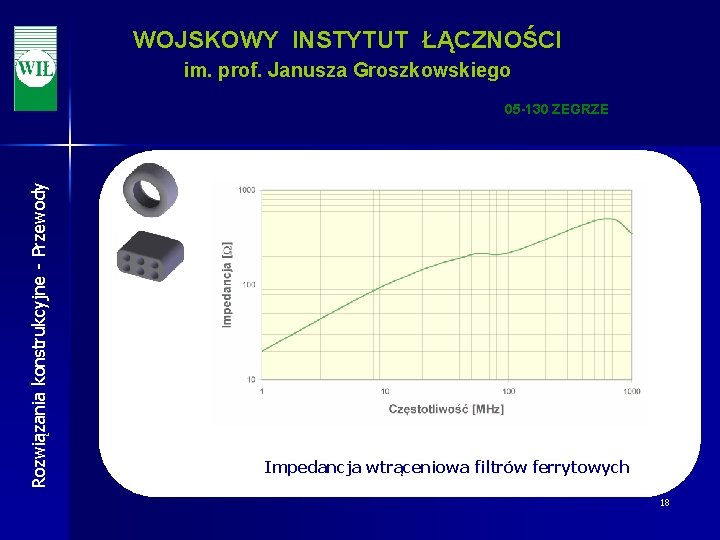 WOJSKOWY INSTYTUT ŁĄCZNOŚCI im. prof. Janusza Groszkowskiego Rozwiązania konstrukcyjne - Przewody 05 -130 ZEGRZE