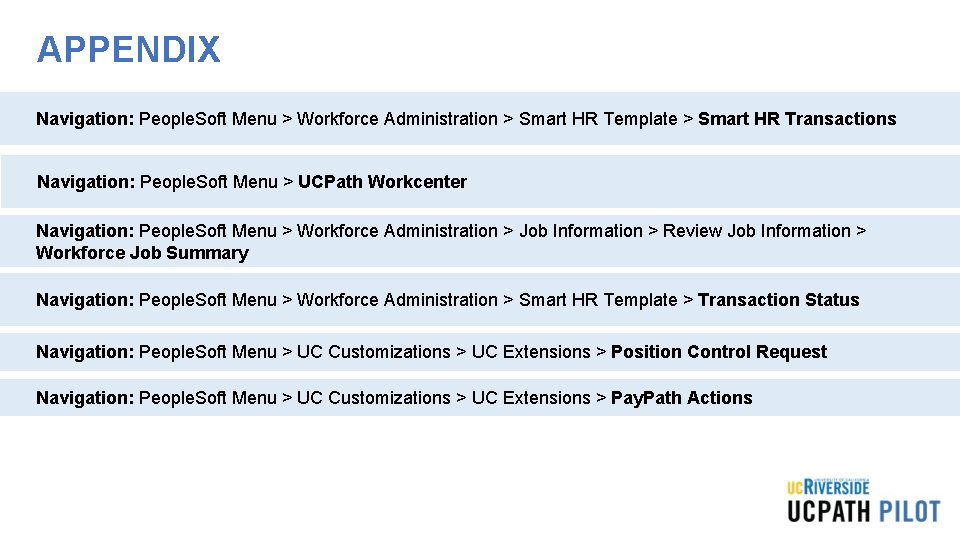 APPENDIX Navigation: People. Soft Menu > Workforce Administration > Smart HR Template > Smart APPENDIX Navigation: People. Soft Menu > Workforce Administration > Smart HR Template > Smart