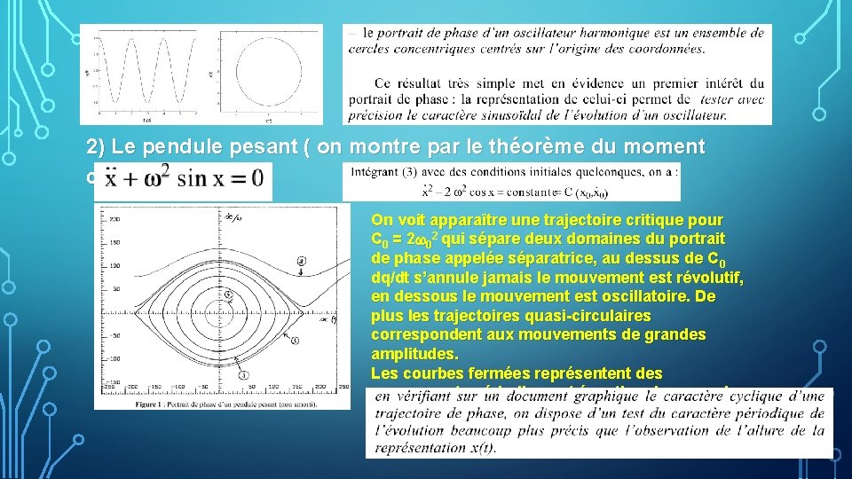 2) Le pendule pesant ( on montre par le théorème du moment cinétique ) 2) Le pendule pesant ( on montre par le théorème du moment cinétique )