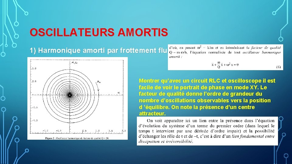 OSCILLATEURS AMORTIS 1) Harmonique amorti par frottement fluide Montrer qu’avec un circuit RLC et OSCILLATEURS AMORTIS 1) Harmonique amorti par frottement fluide Montrer qu’avec un circuit RLC et
