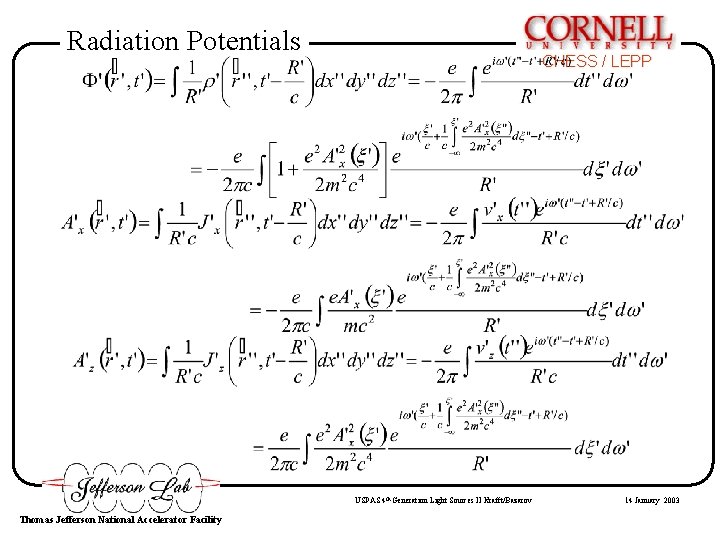 Radiation Potentials CHESS / LEPP USPAS 4 th Generation Light Sources II Krafft/Bazarov Thomas Radiation Potentials CHESS / LEPP USPAS 4 th Generation Light Sources II Krafft/Bazarov Thomas