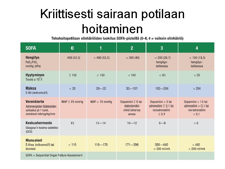 Kriittisesti sairaan potilaan hoitaminen 